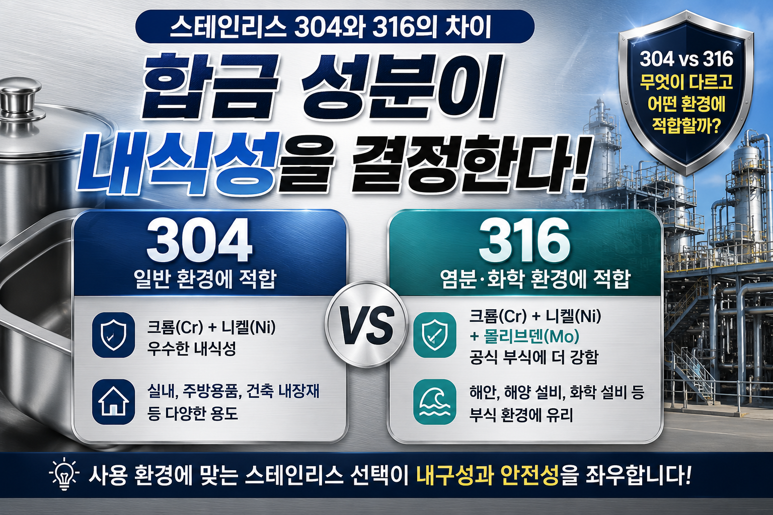 스테인리스 304와 316의 차이
