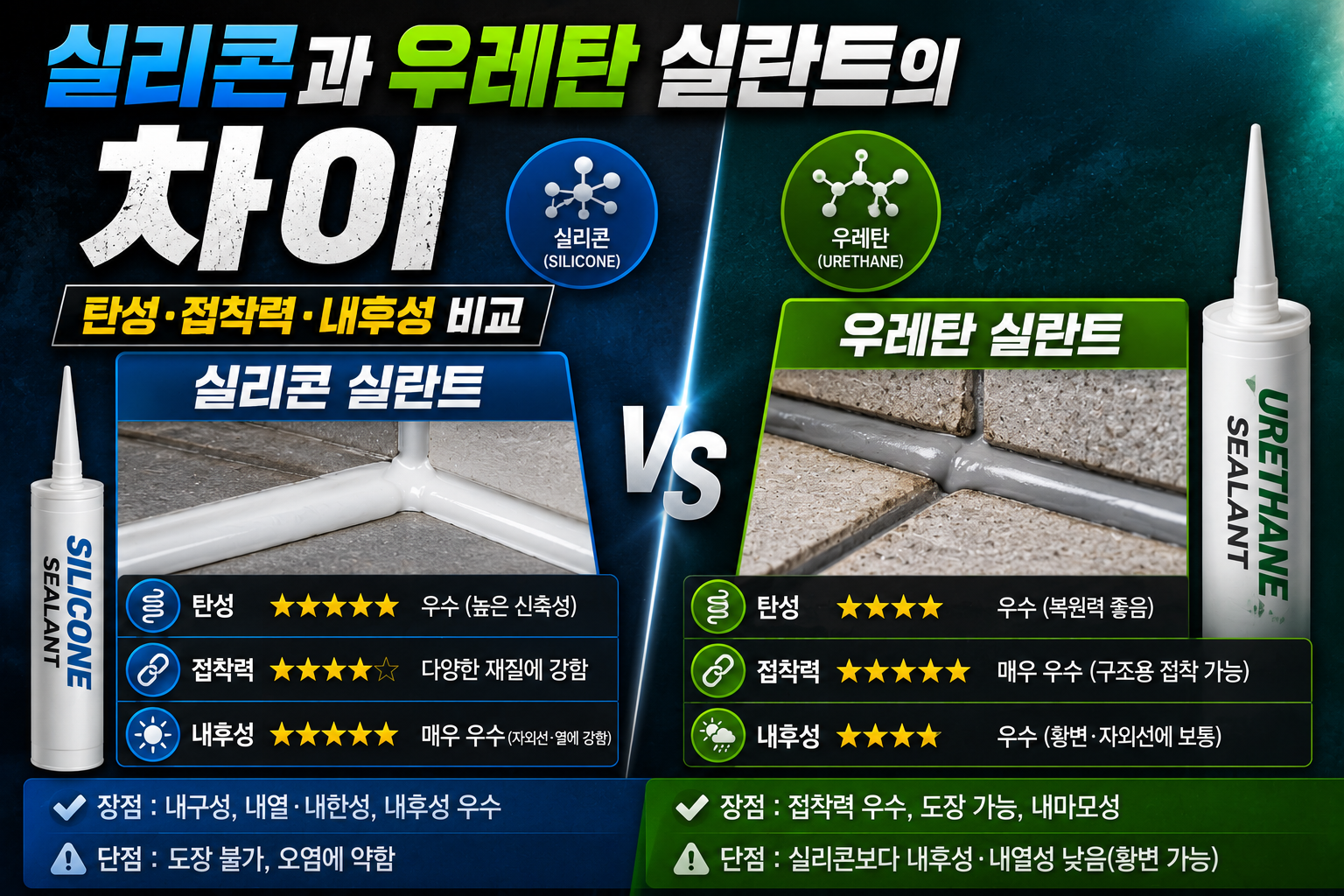 실리콘과 우레탄 실란트의 차이
