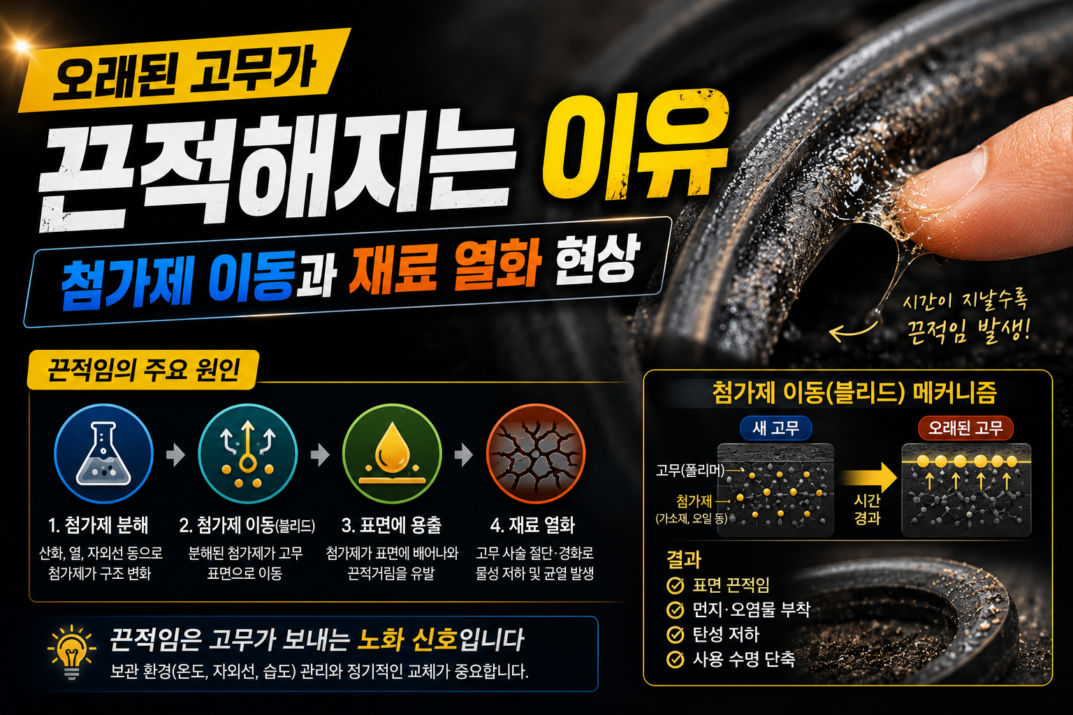 오래된 고무가 끈적해지는 이유