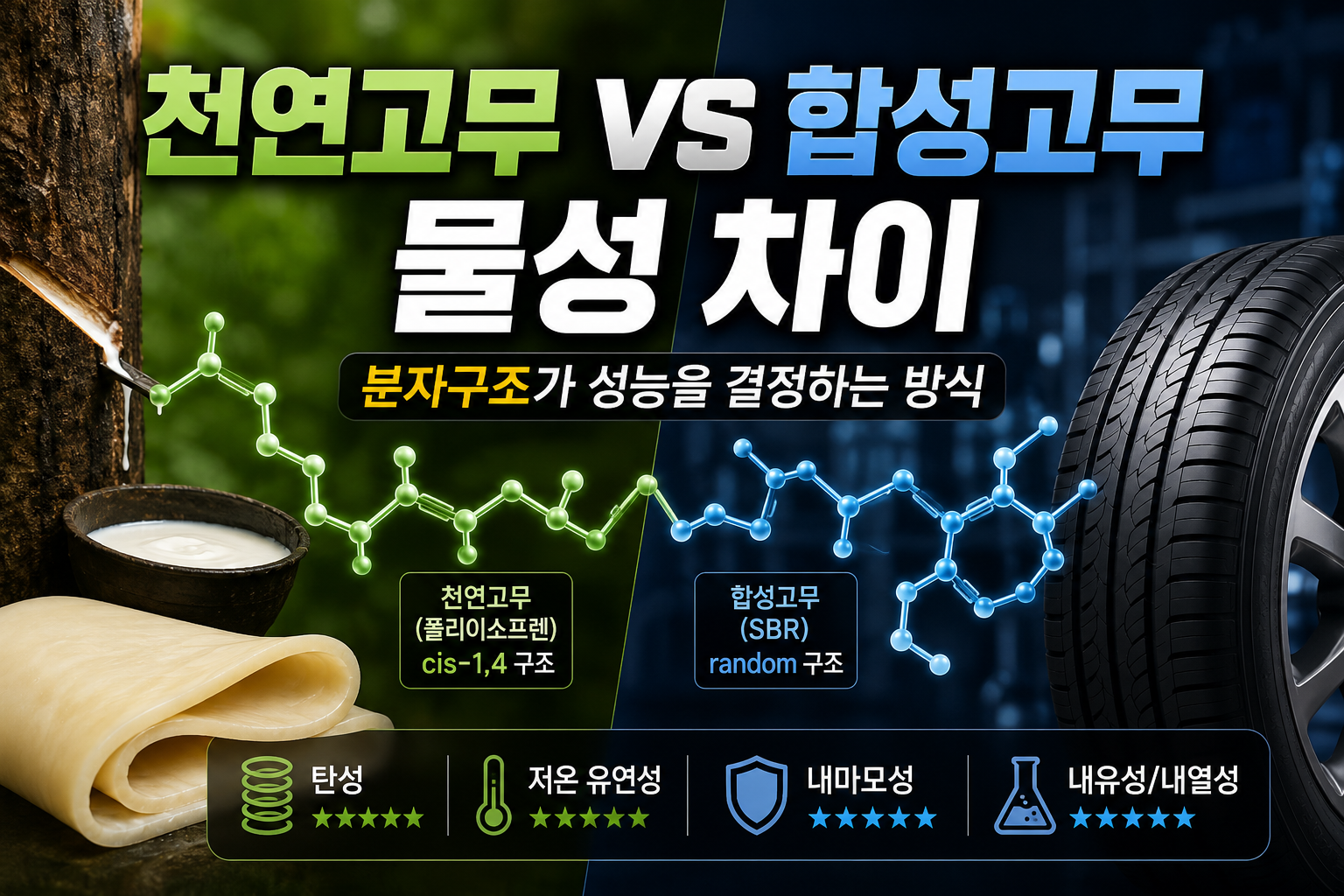 천연고무와 합성고무의 물성 차이