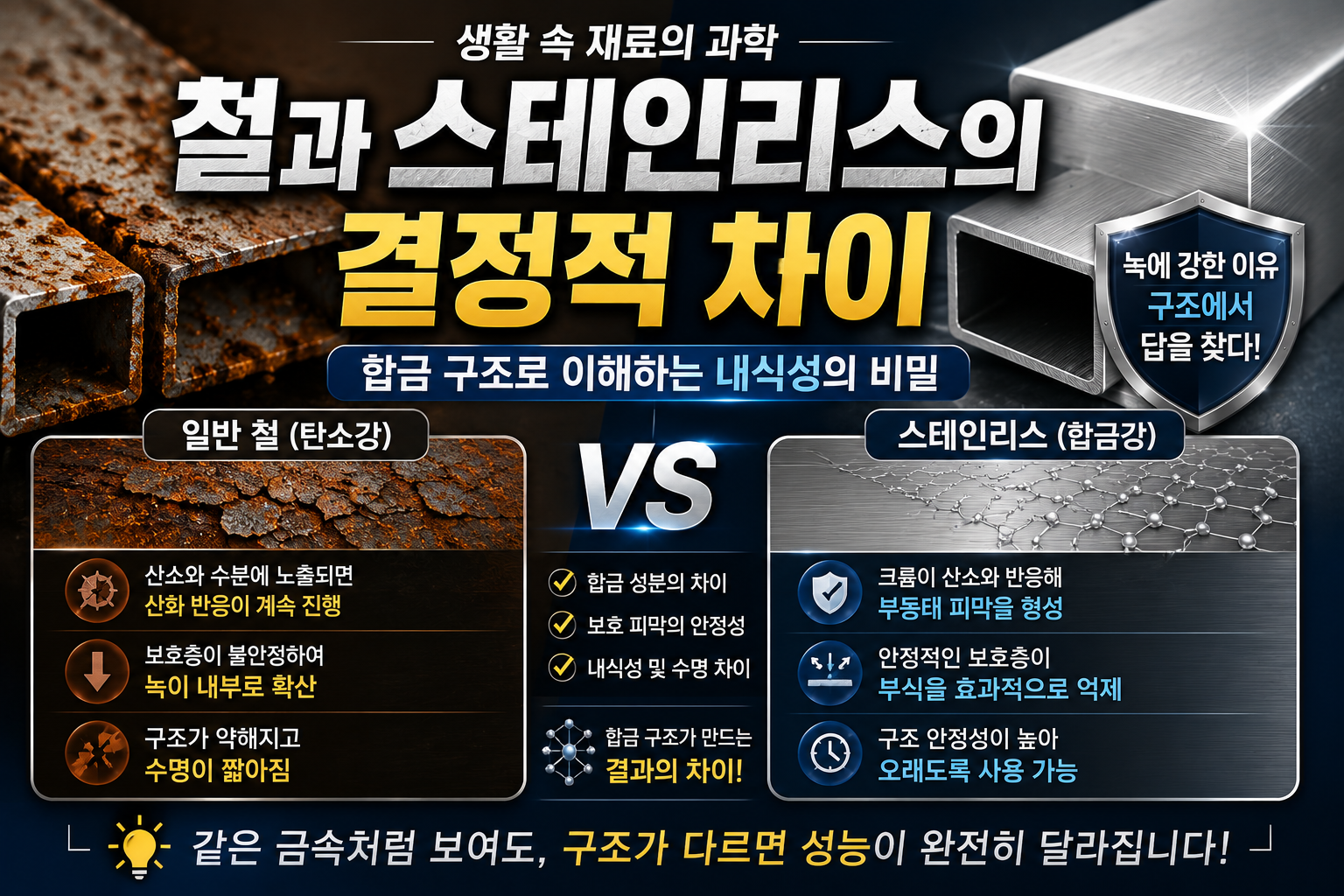 철과 스테인리스의 결정적 차이