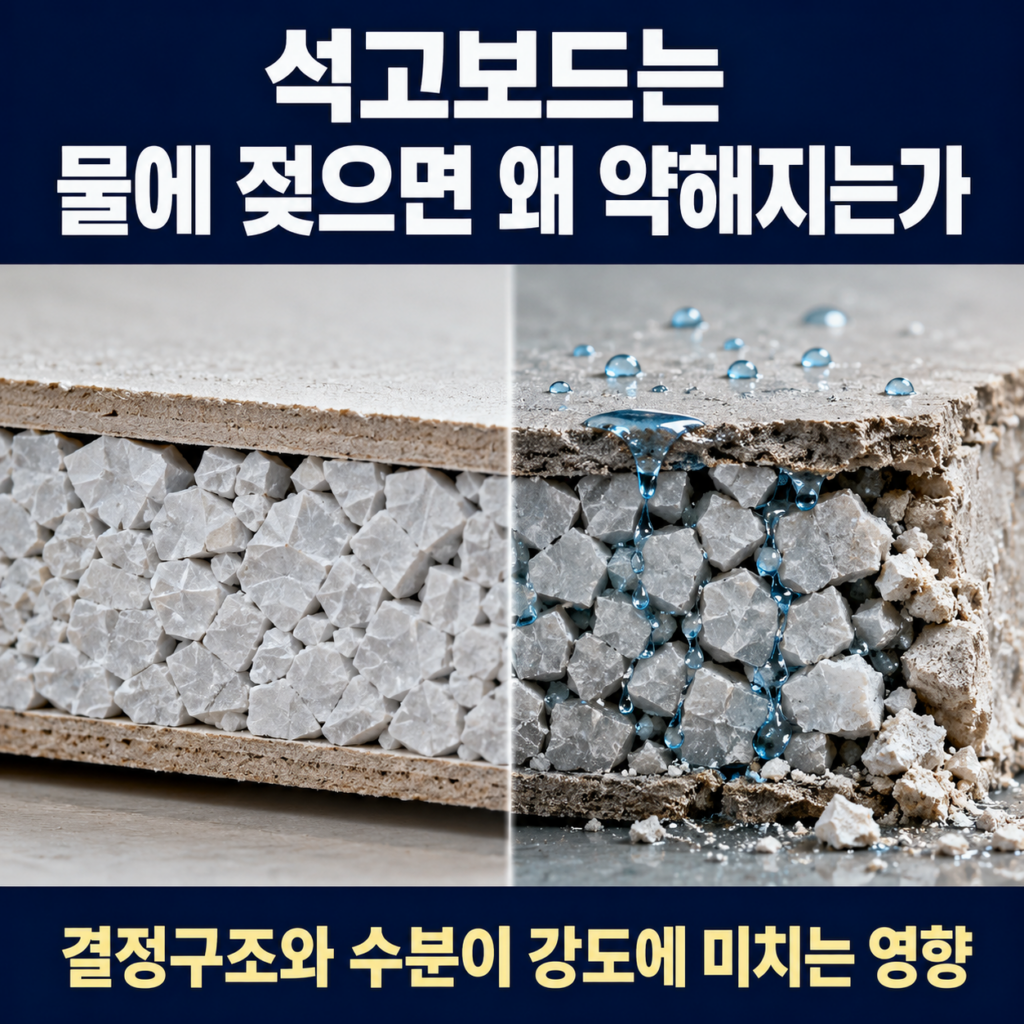 석고보드는 물에 젖으면 왜 약해지는가
